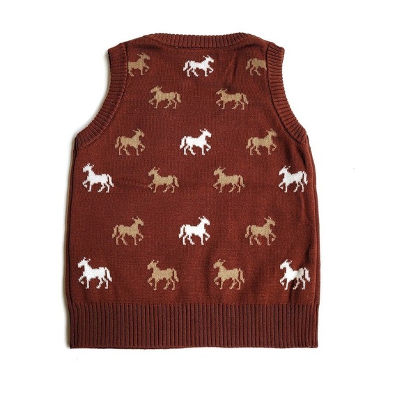 Janie & Jack 4 Horse Sweater Vest NWT Burnt Sienna - Picture 3 of 3